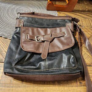 Black and Brown Leather Handbag, Cute Purse,